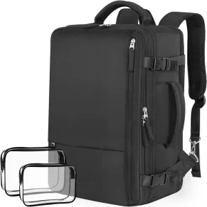 Travel Backpack for Women Men, Carry On Backpacks Personal Item Bag, TSA 17 Inch Laptop Bags, Waterproof Backpack Flight Approved, Nurse Bag Casual Daypack for School, Business, College, Black