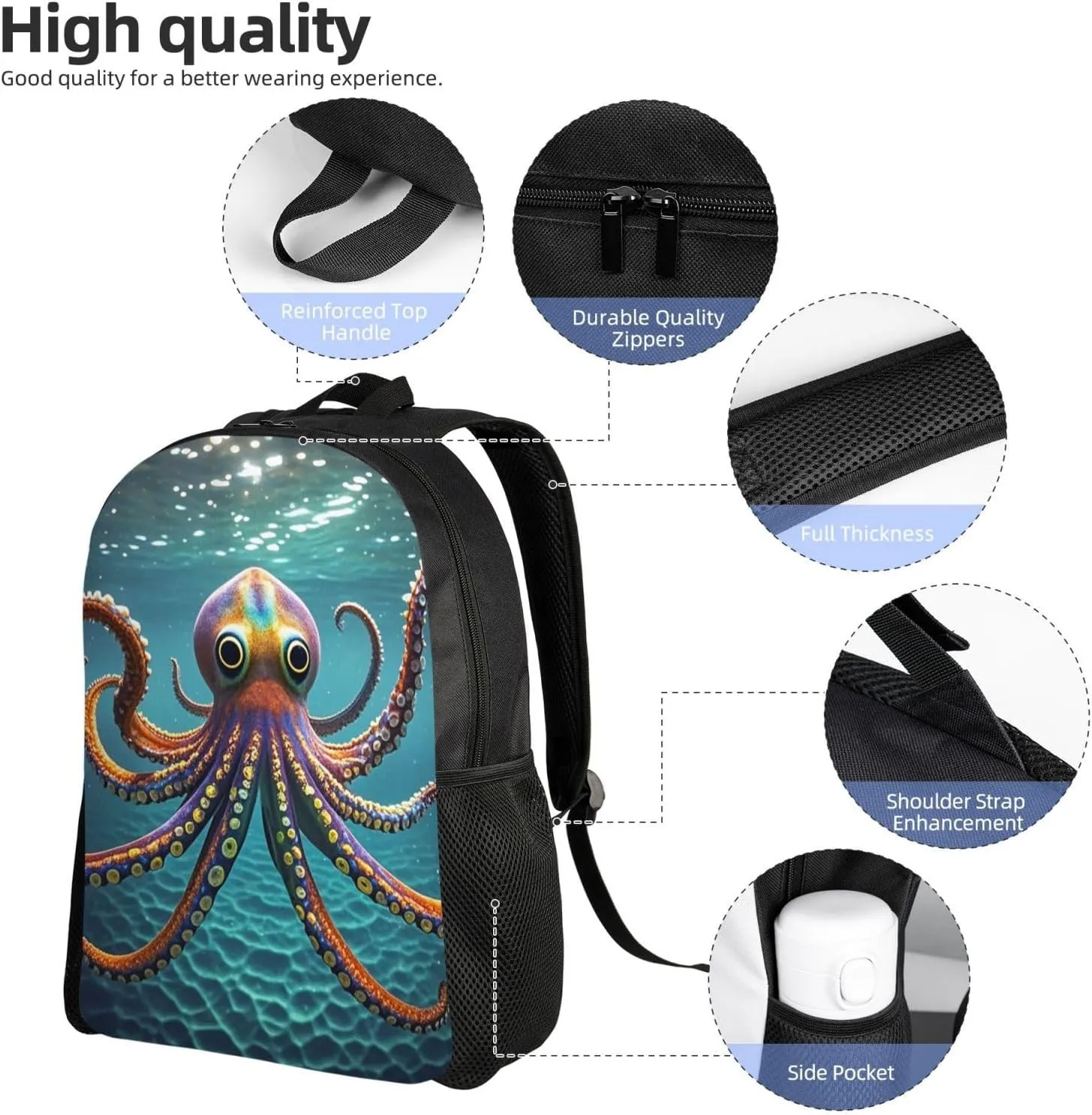 Travel Backpack for Women Men Lightweight 17 inch Laptop Bag Giant Octopus Backpack Casual Daypack