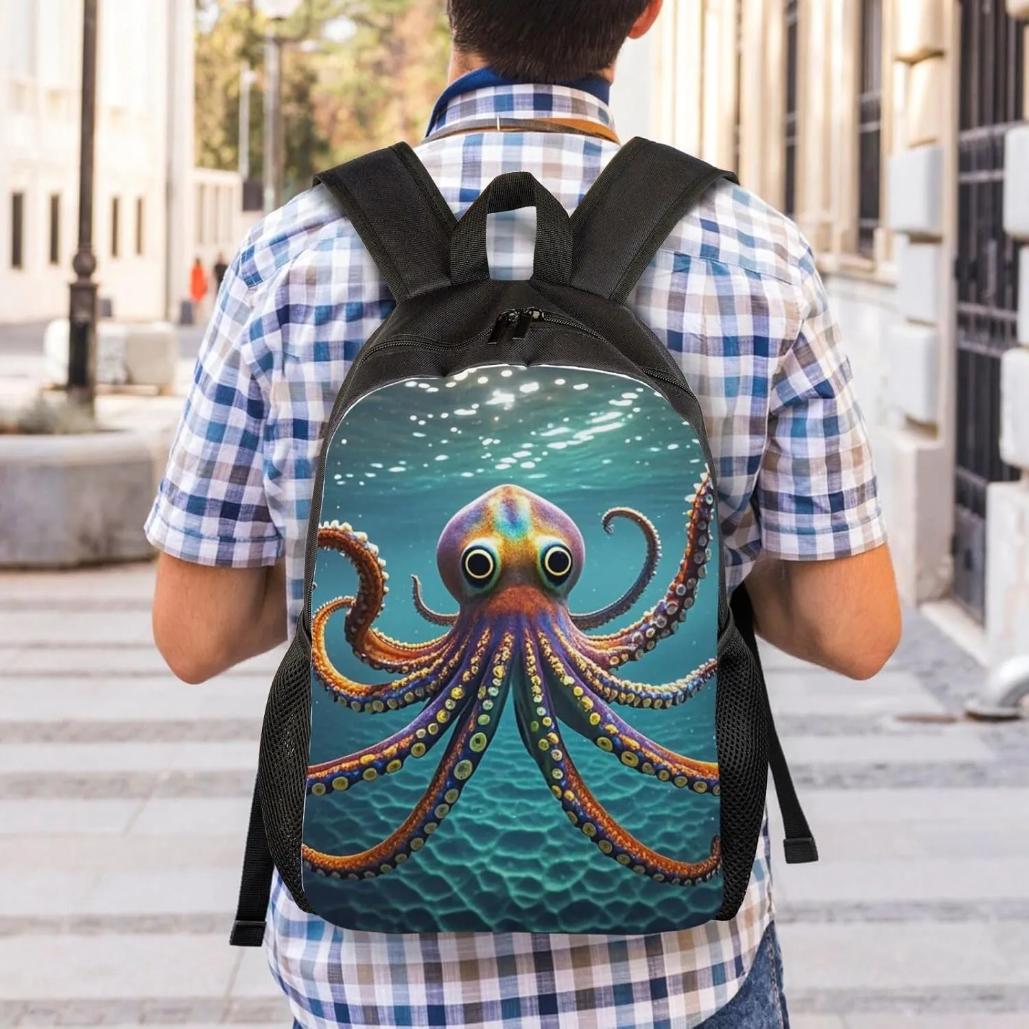 Travel Backpack for Women Men Lightweight 17 inch Laptop Bag Giant Octopus Backpack Casual Daypack