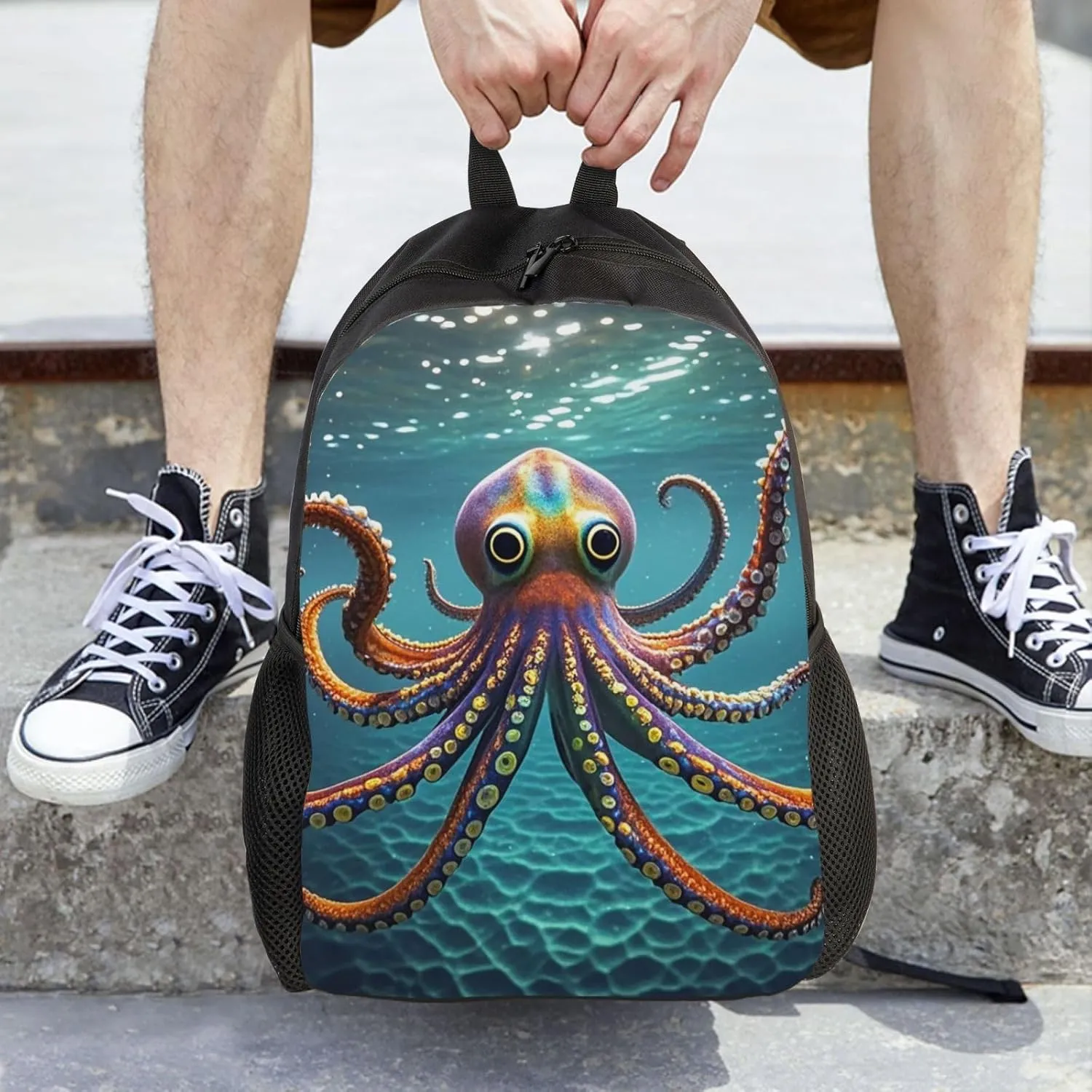 Travel Backpack for Women Men Lightweight 17 inch Laptop Bag Giant Octopus Backpack Casual Daypack