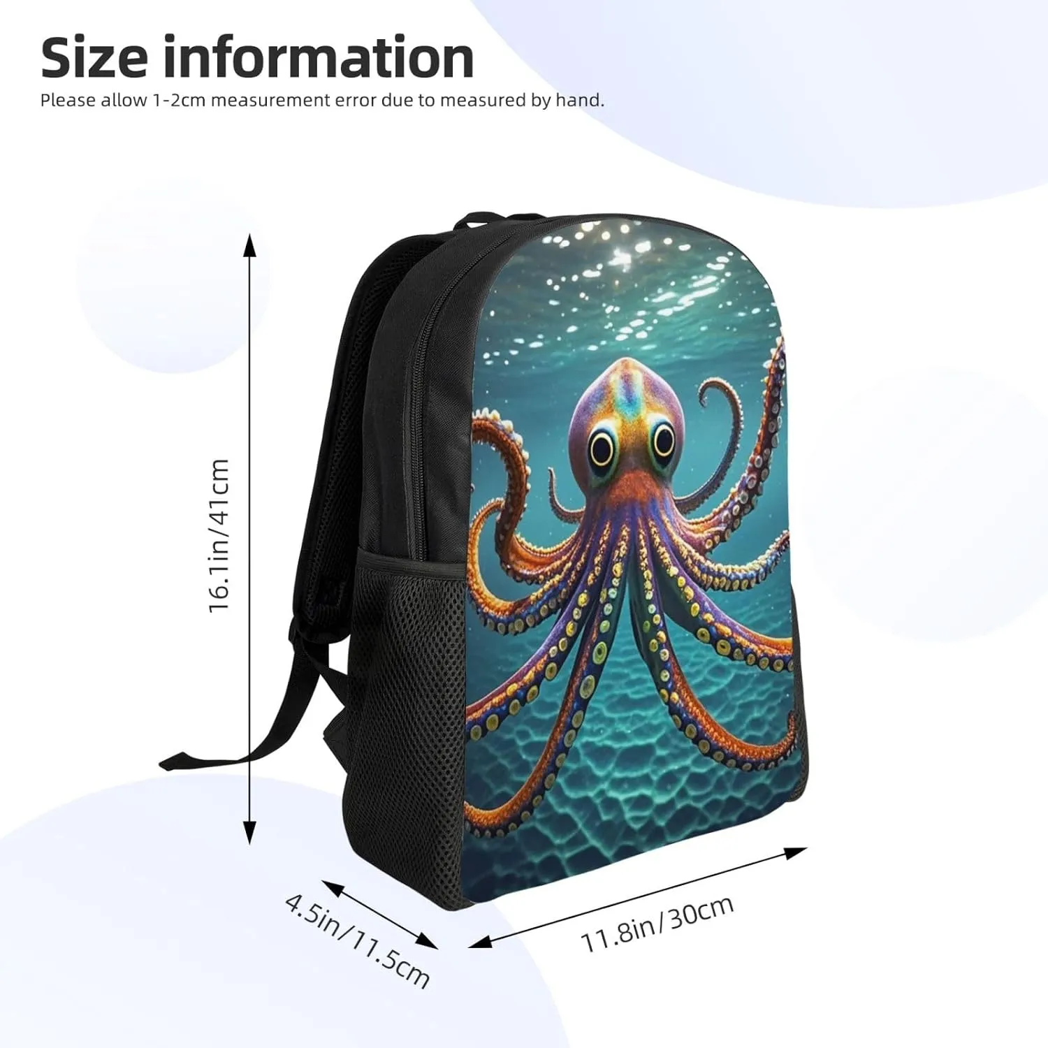Travel Backpack for Women Men Lightweight 17 inch Laptop Bag Giant Octopus Backpack Casual Daypack