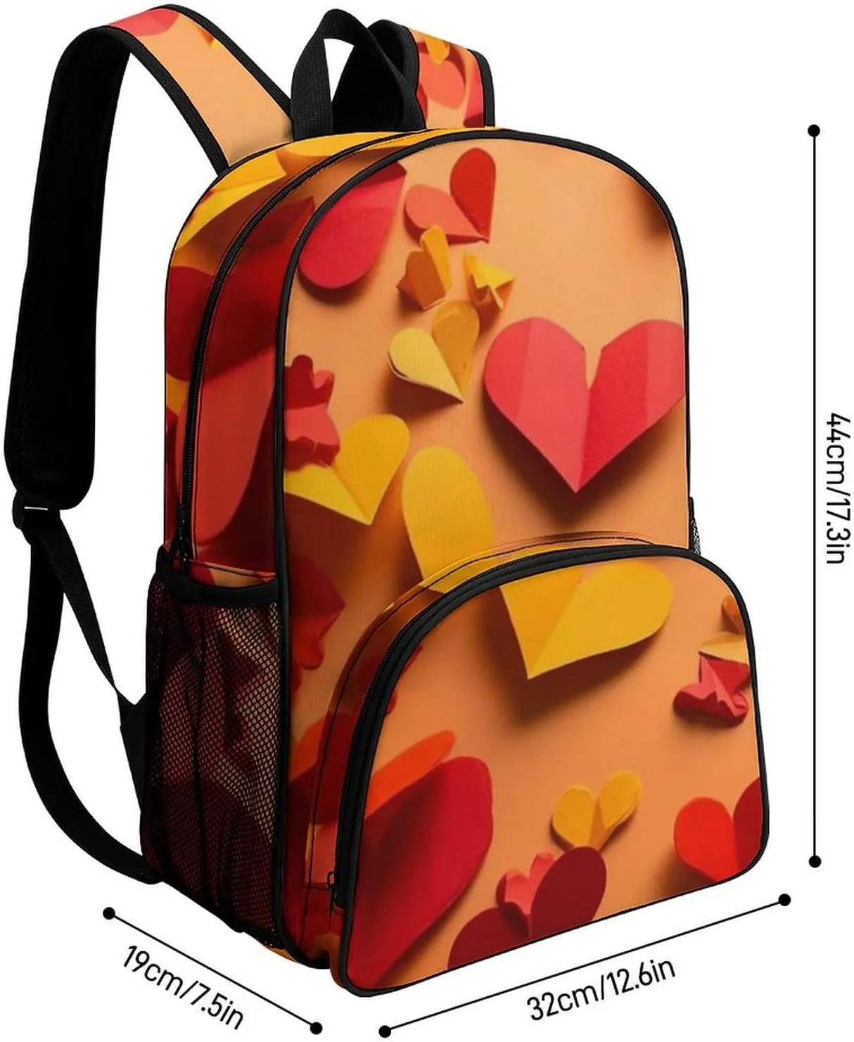 Travel Backpack for Women Men Lightweight 17 Inch Laptop Bag Heart Shapes in Different Colors Backpack Casual Daypack
