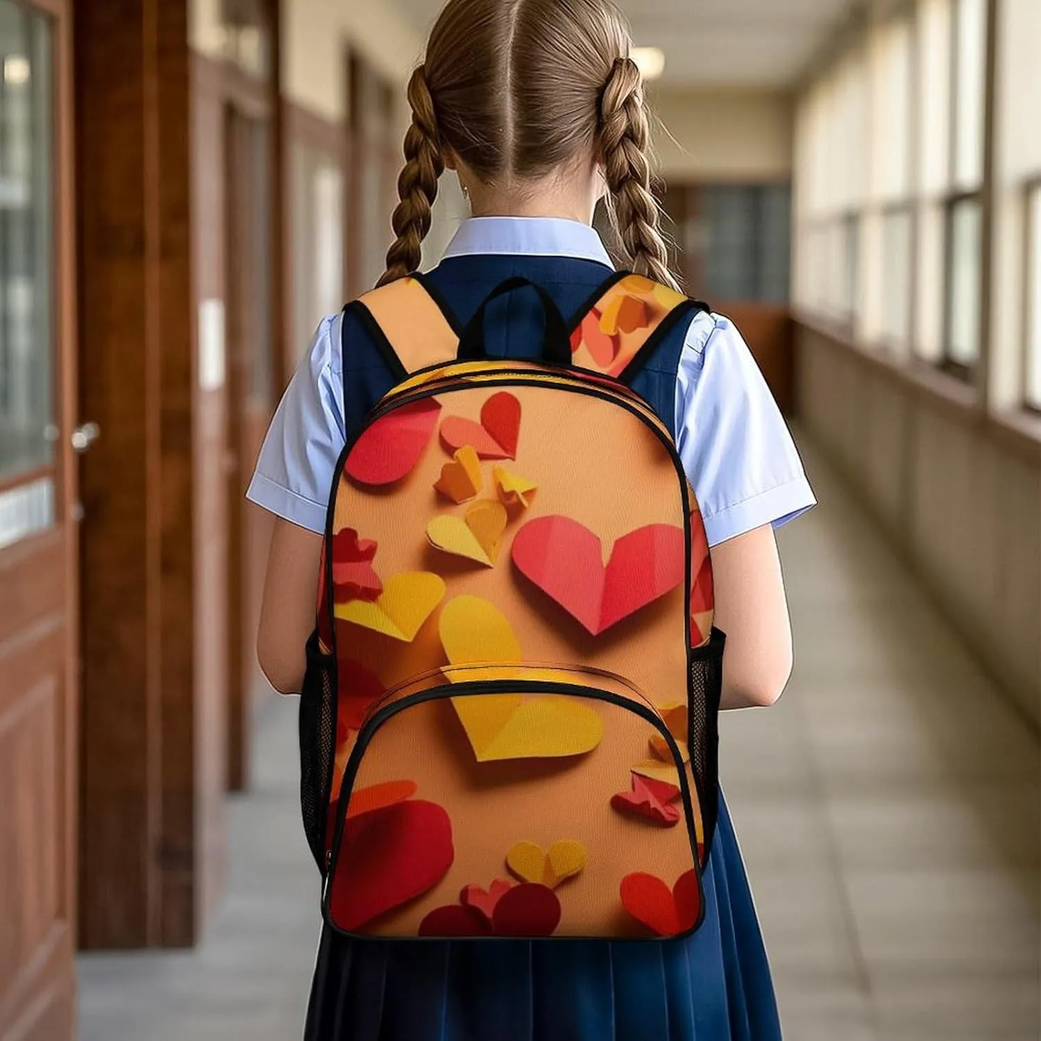 Travel Backpack for Women Men Lightweight 17 Inch Laptop Bag Heart Shapes in Different Colors Backpack Casual Daypack