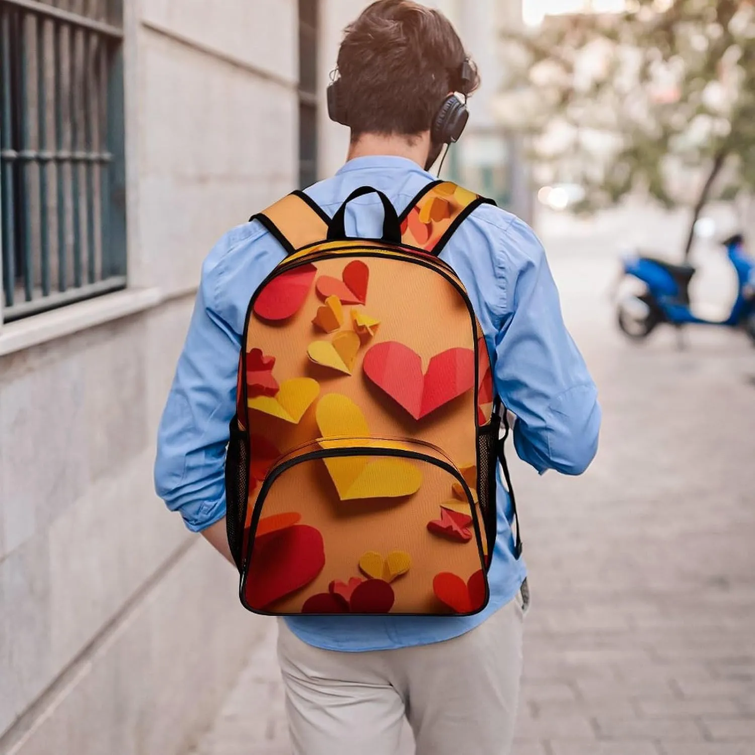 Travel Backpack for Women Men Lightweight 17 Inch Laptop Bag Heart Shapes in Different Colors Backpack Casual Daypack
