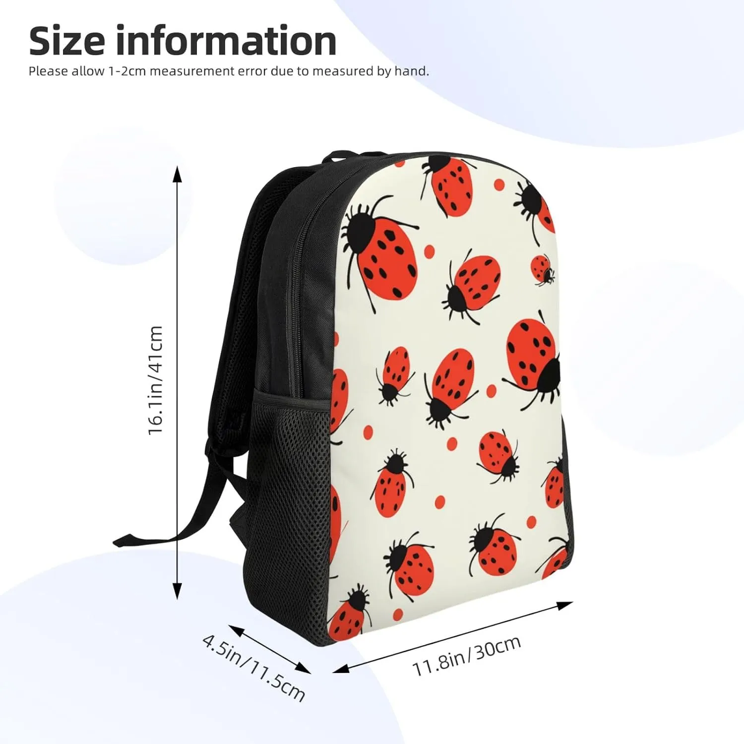 Travel Backpack for Women Men Lightweight 17 inch Laptop Bag Ladybugs Pattern Infinite Speckled Backpack Casual Daypack