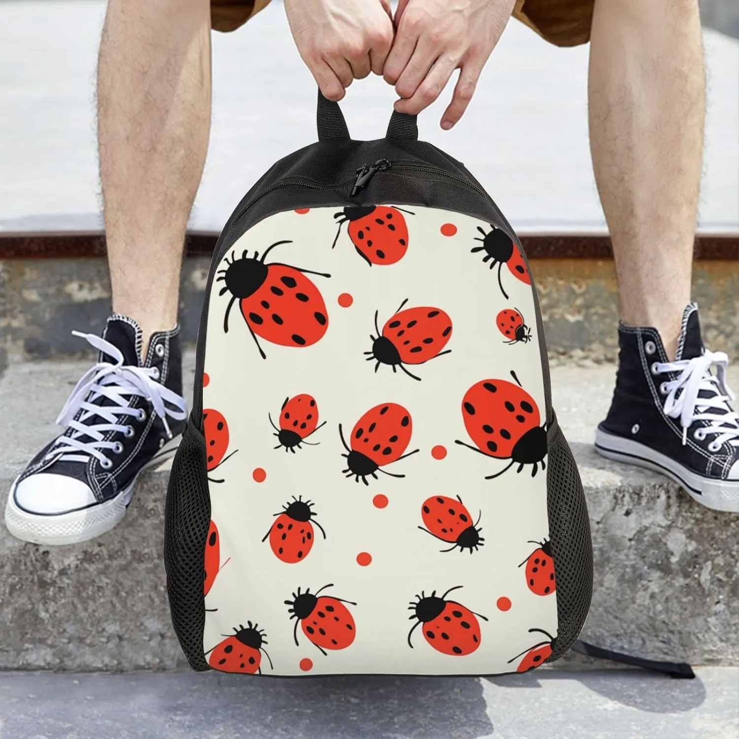 Travel Backpack for Women Men Lightweight 17 inch Laptop Bag Ladybugs Pattern Infinite Speckled Backpack Casual Daypack