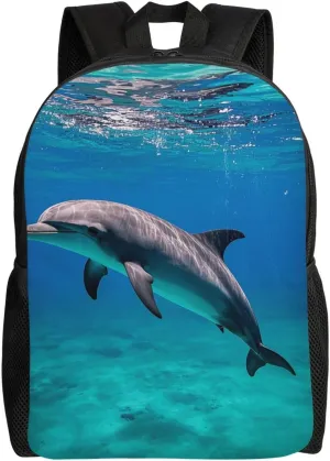 Travel Backpack for Women Men Lightweight 17 inch Laptop Bag Marine dolphin Backpack Casual Daypack
