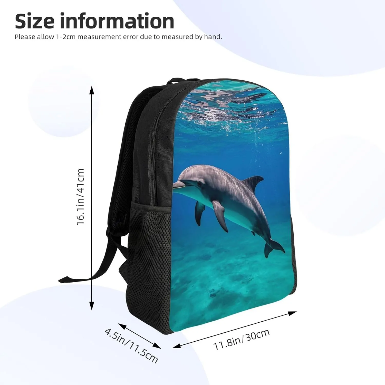 Travel Backpack for Women Men Lightweight 17 inch Laptop Bag Marine dolphin Backpack Casual Daypack
