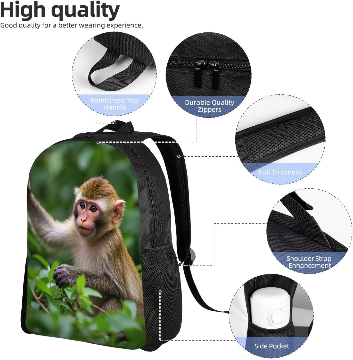 Travel Backpack for Women Men Lightweight 17 inch Laptop Bag Naughty monkey Backpack Casual Daypack