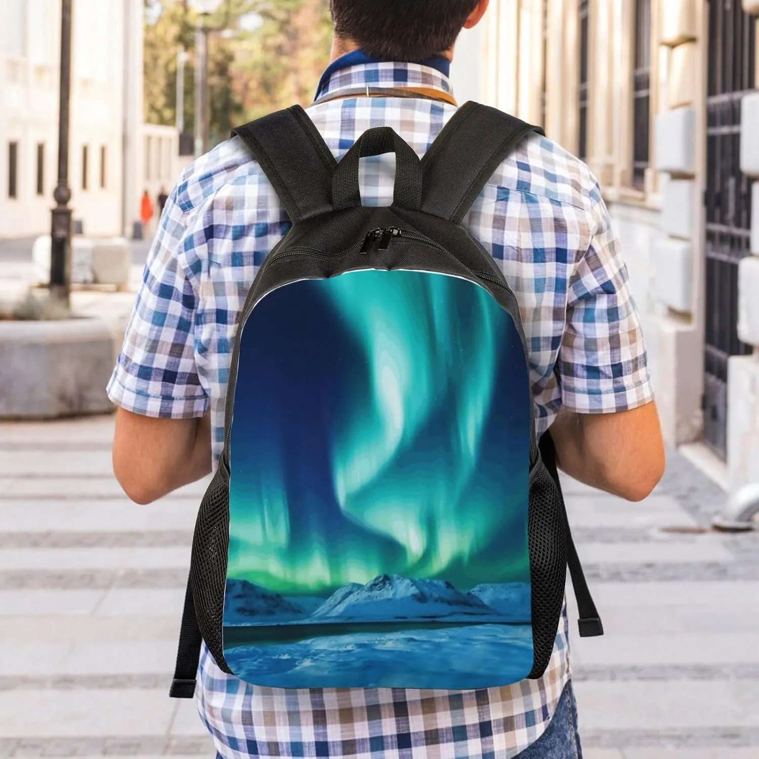 Travel Backpack for Women Men Lightweight 17 inch Laptop Bag Northern Lights Backpack Casual Daypack