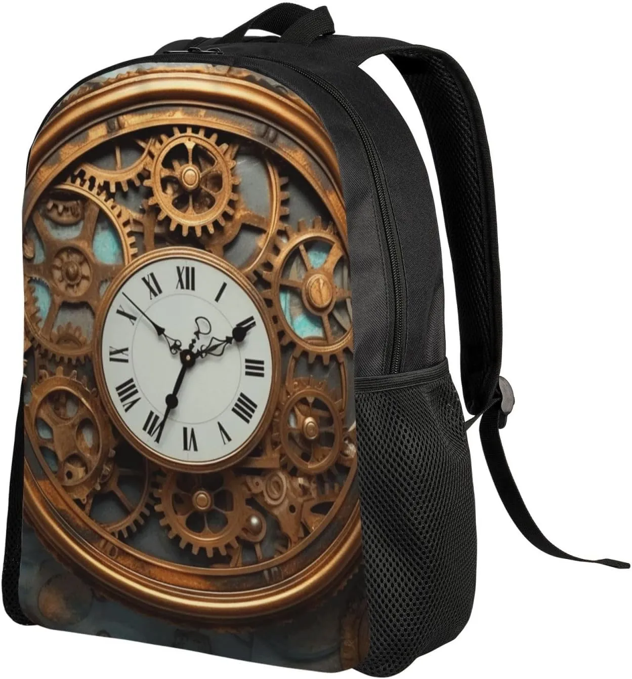 Travel Backpack for Women Men Lightweight 17 inch Laptop Bag Rusty Steampunk Clock Backpack Casual Daypack