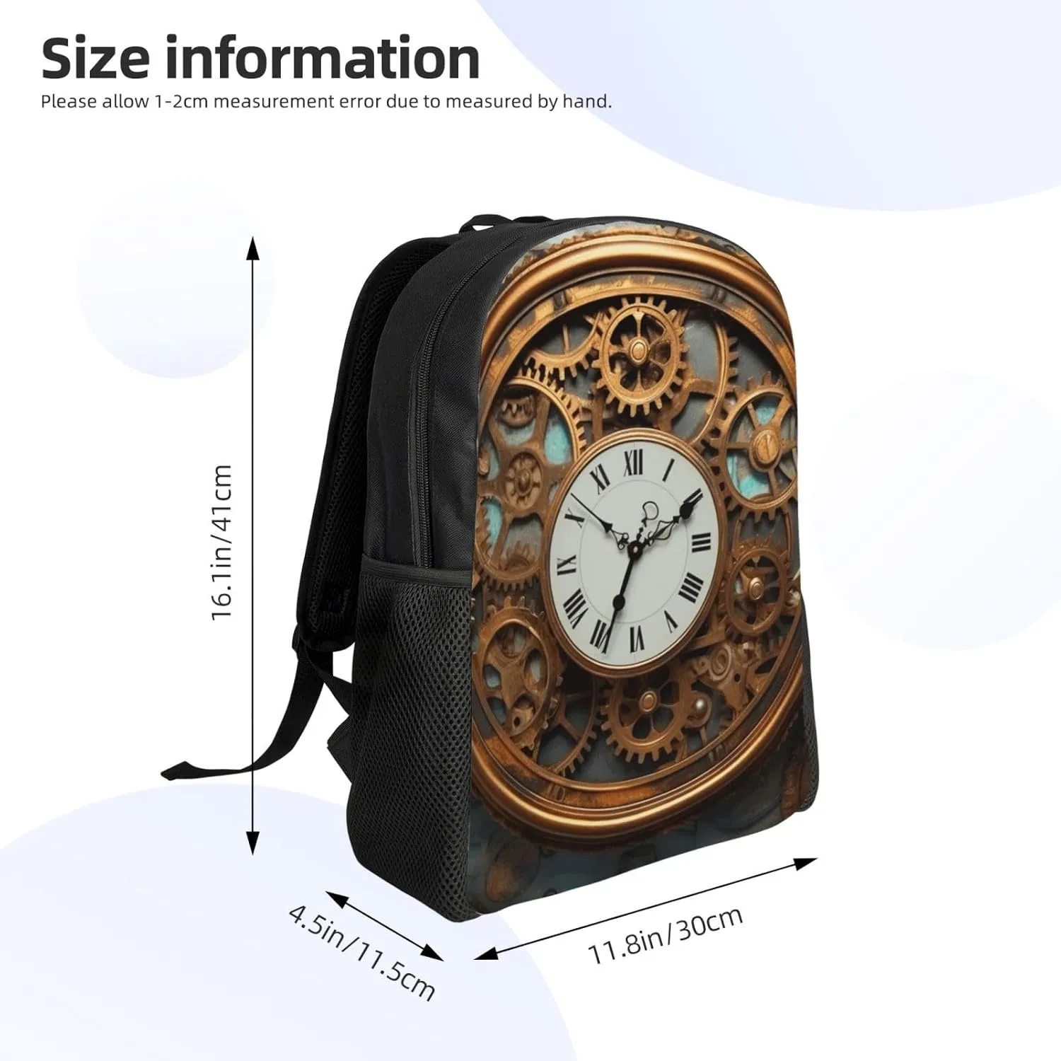 Travel Backpack for Women Men Lightweight 17 inch Laptop Bag Rusty Steampunk Clock Backpack Casual Daypack