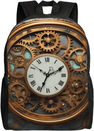 Travel Backpack for Women Men Lightweight 17 inch Laptop Bag Rusty Steampunk Clock Backpack Casual Daypack