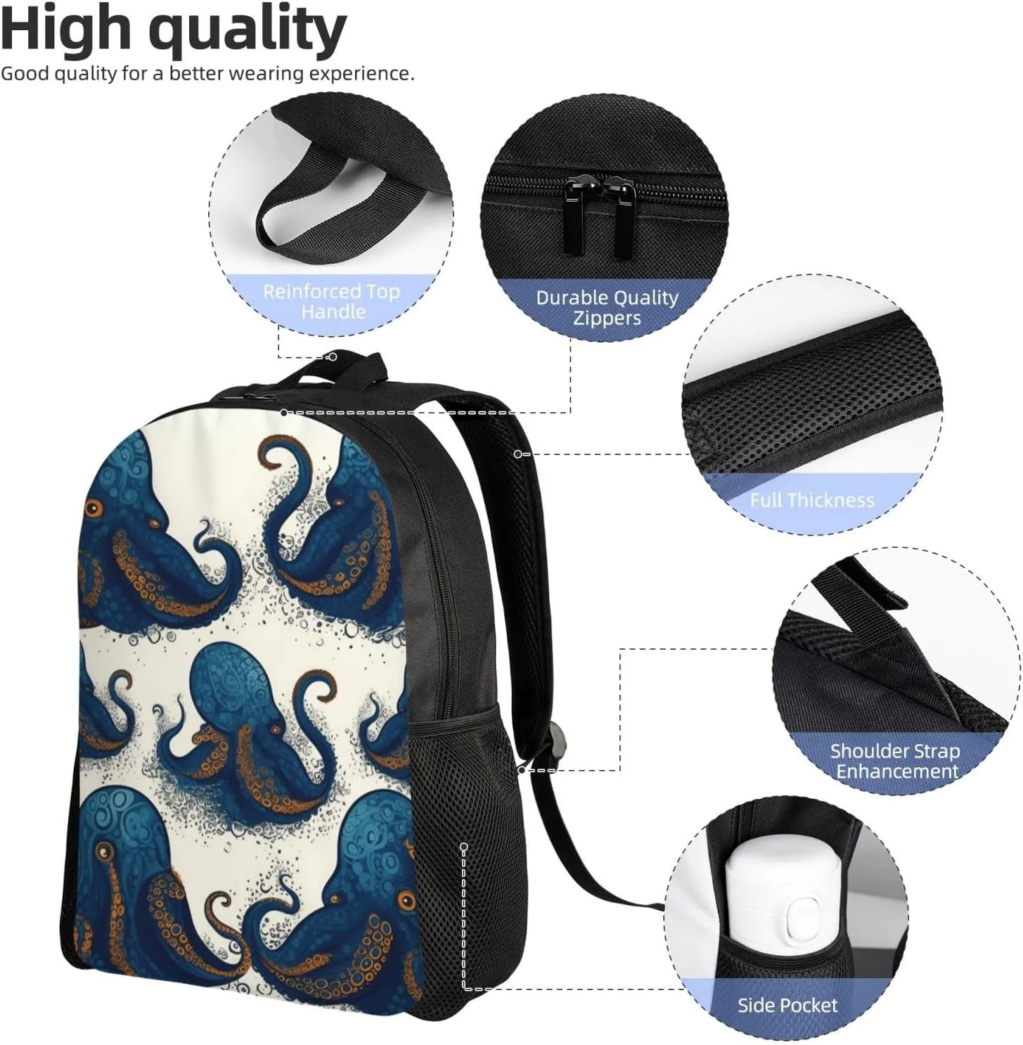 Travel Backpack for Women Men Lightweight 17 inch Laptop Bag Tentacles octopus Backpack Casual Daypack