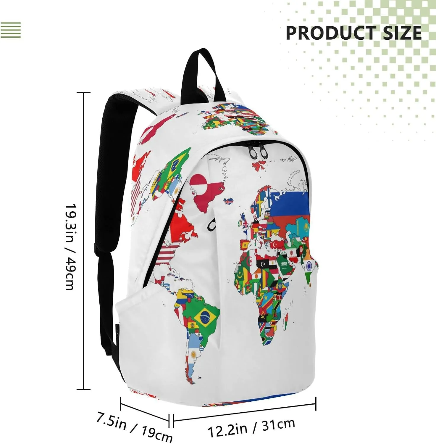 Travel Backpack Laptop Backpack College Computer Bag Gift National Flag World Map for Men & Women