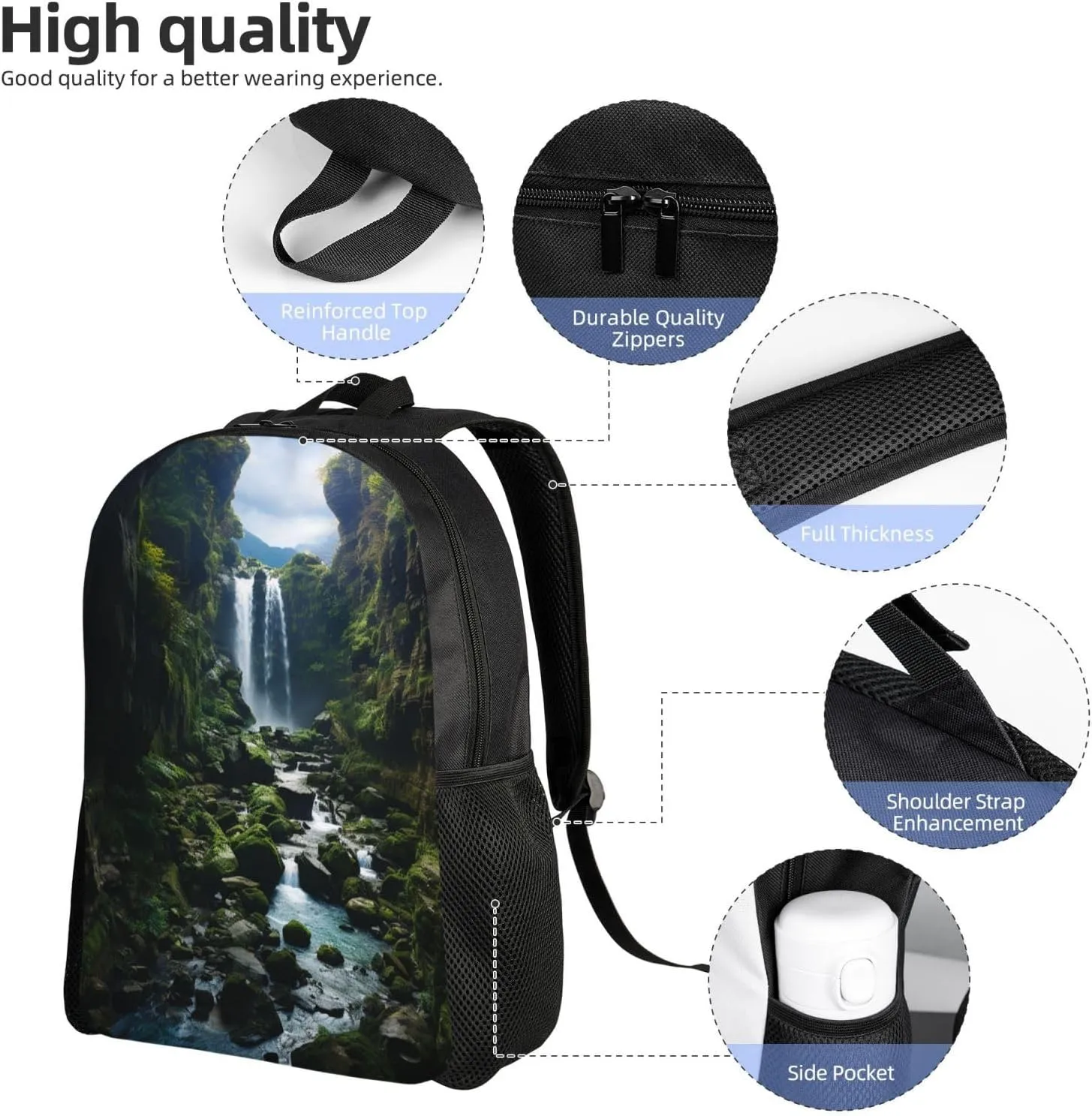 Travel Backpack Waterfall cliff Carry on Backpack Lightweight Business 16inches Laptop Backpack for Men Women