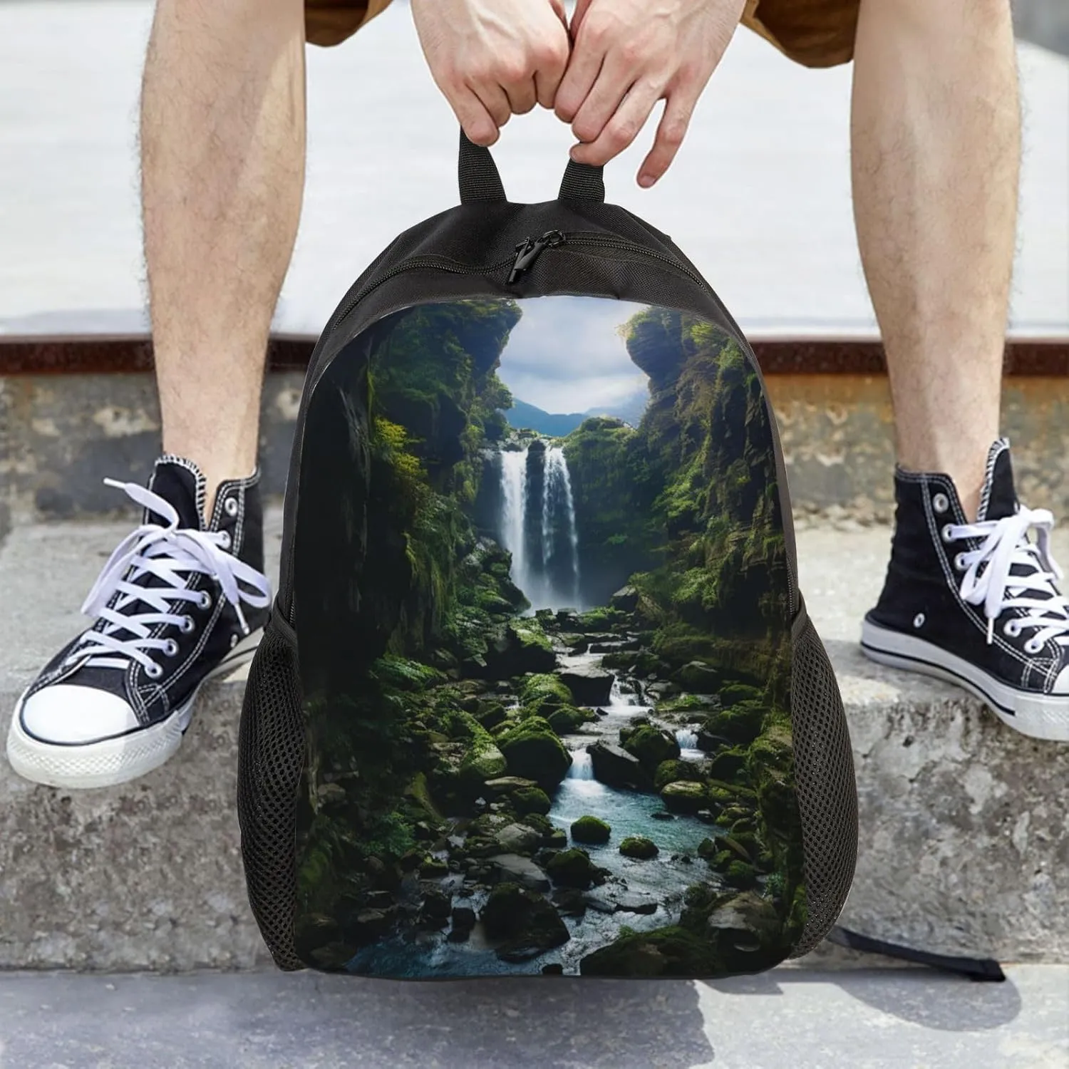 Travel Backpack Waterfall cliff Carry on Backpack Lightweight Business 16inches Laptop Backpack for Men Women