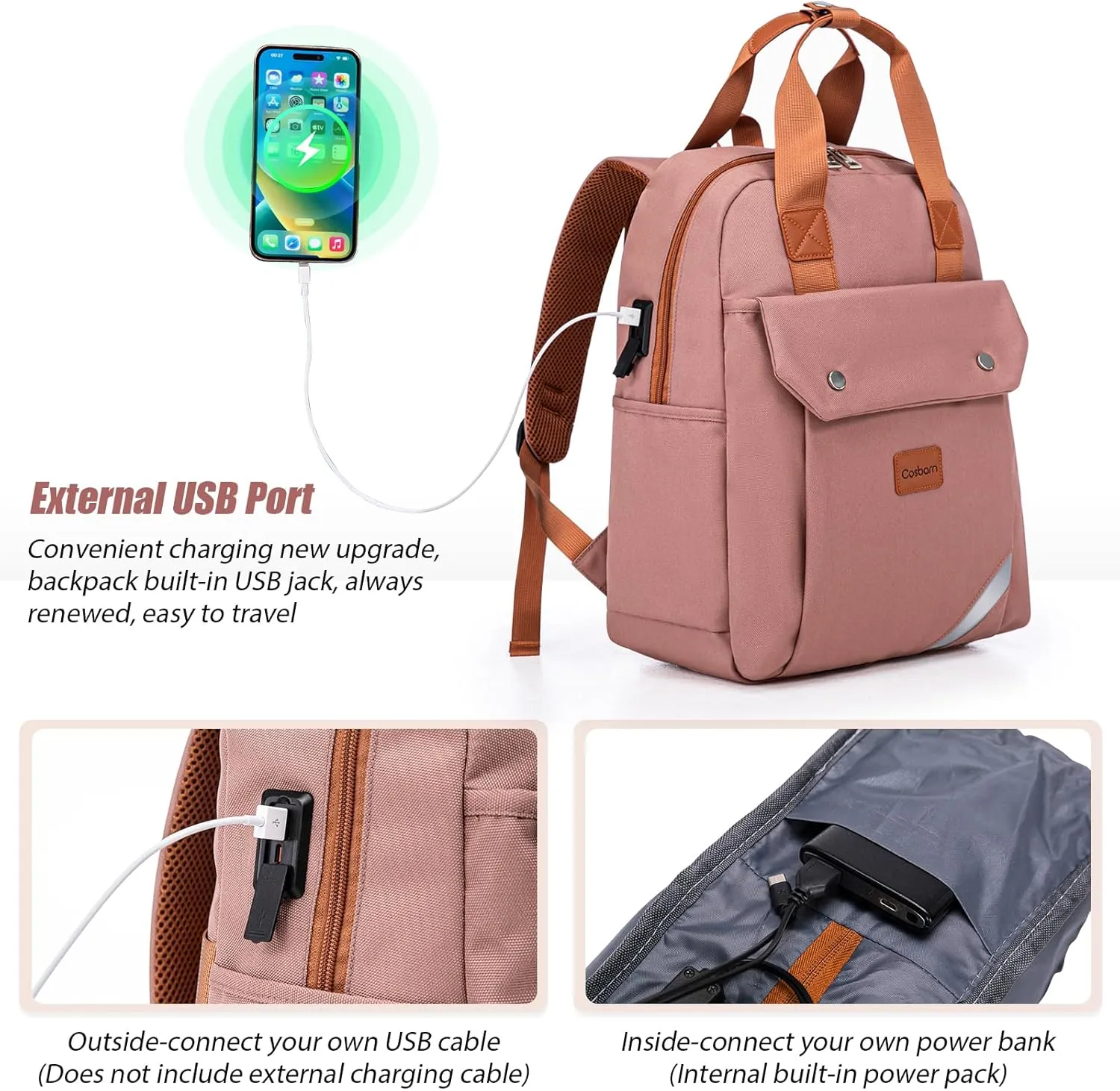 Travel Backpack with External USB Port, Durable Lightweight Backpack with One Laptop Compartment, Large backpack for Travel, College and Daily Use