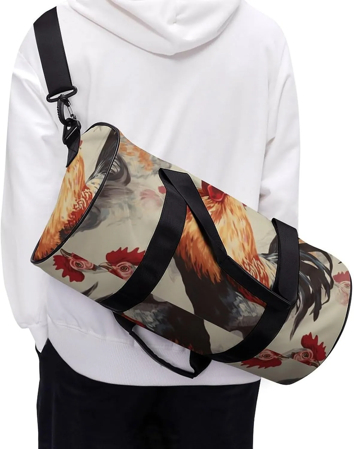 Travel Duffel Bag for Men And Women,Animal Art Chicken Painting Waterproof Sports Fitness Bag Portable Travel Duffel Bag