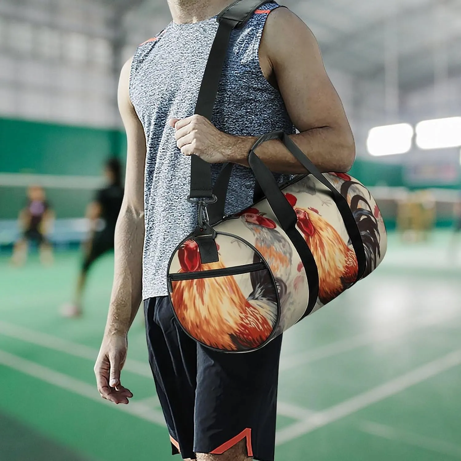 Travel Duffel Bag for Men And Women,Animal Art Chicken Painting Waterproof Sports Fitness Bag Portable Travel Duffel Bag