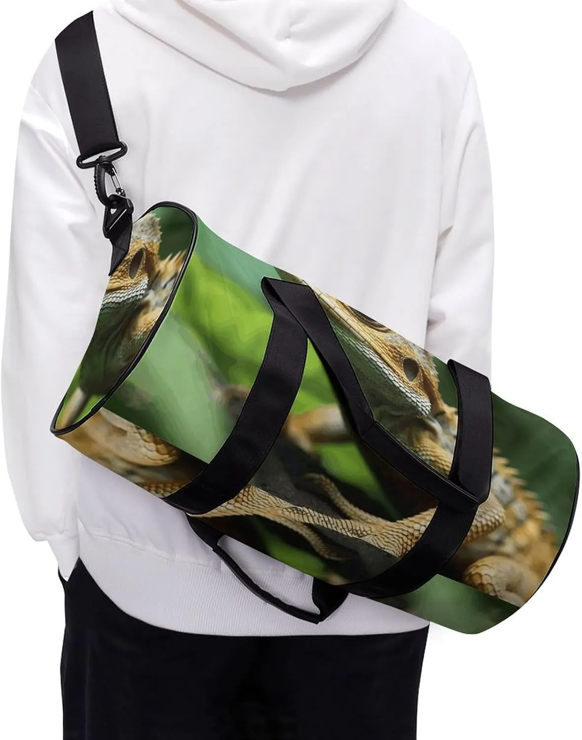 Travel Duffel Bag for Men And Women,Animal Lizard Waterproof Sports Fitness Bag Portable Travel Duffel Bag
