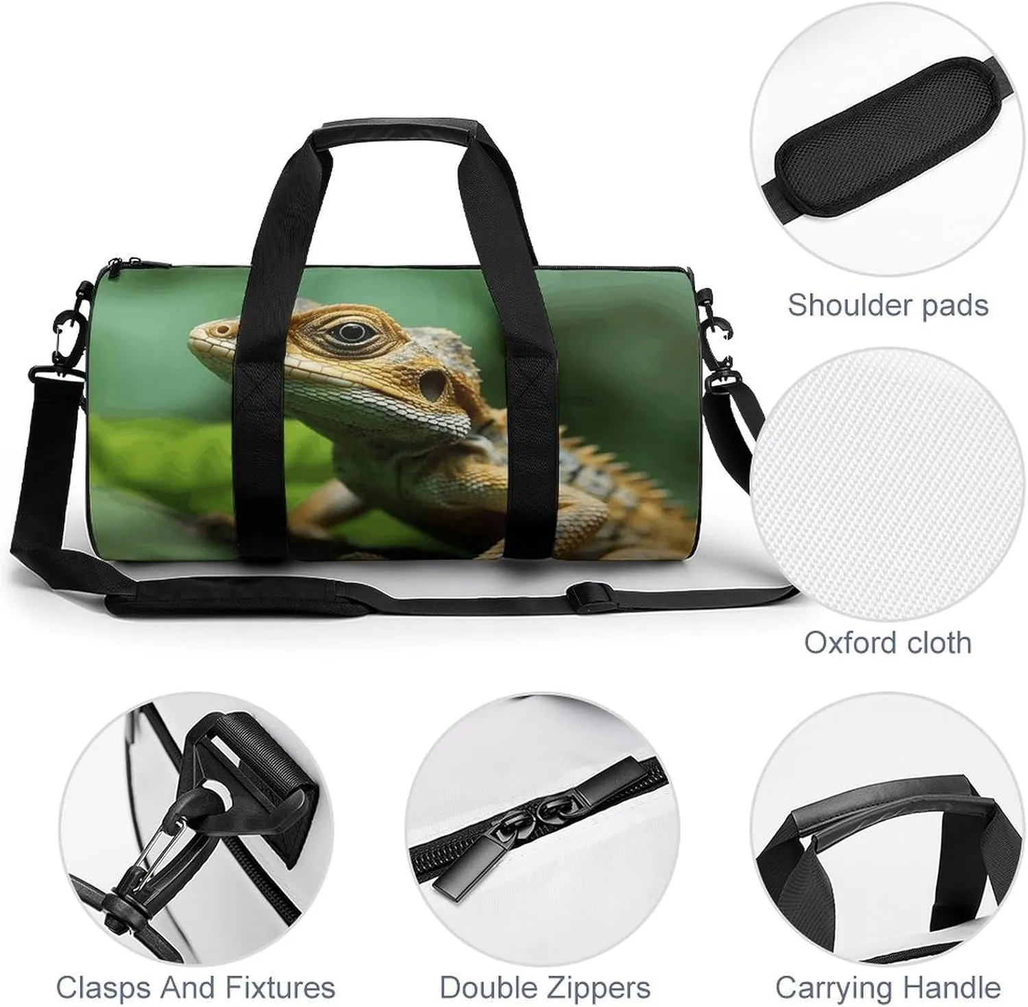 Travel Duffel Bag for Men And Women,Animal Lizard Waterproof Sports Fitness Bag Portable Travel Duffel Bag