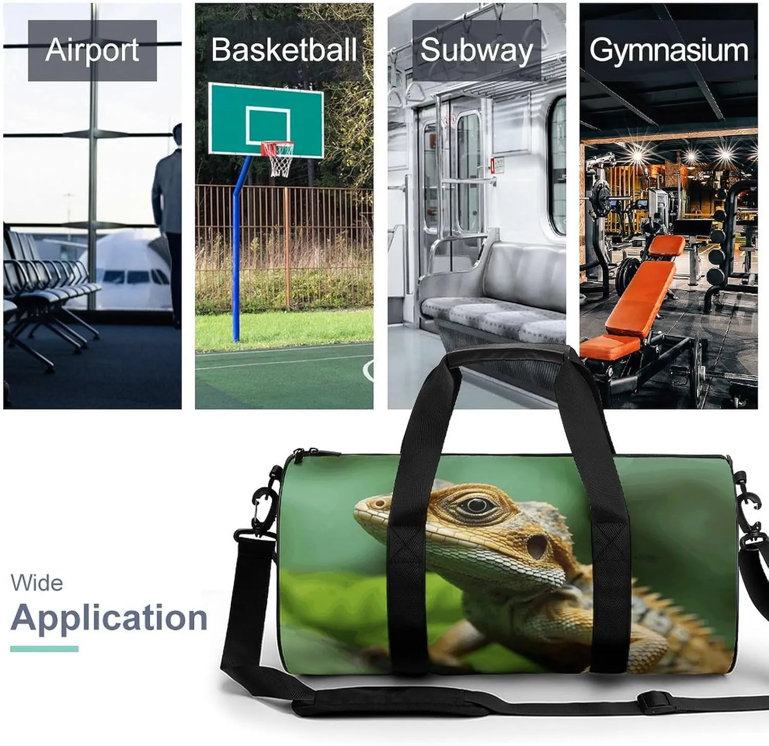 Travel Duffel Bag for Men And Women,Animal Lizard Waterproof Sports Fitness Bag Portable Travel Duffel Bag