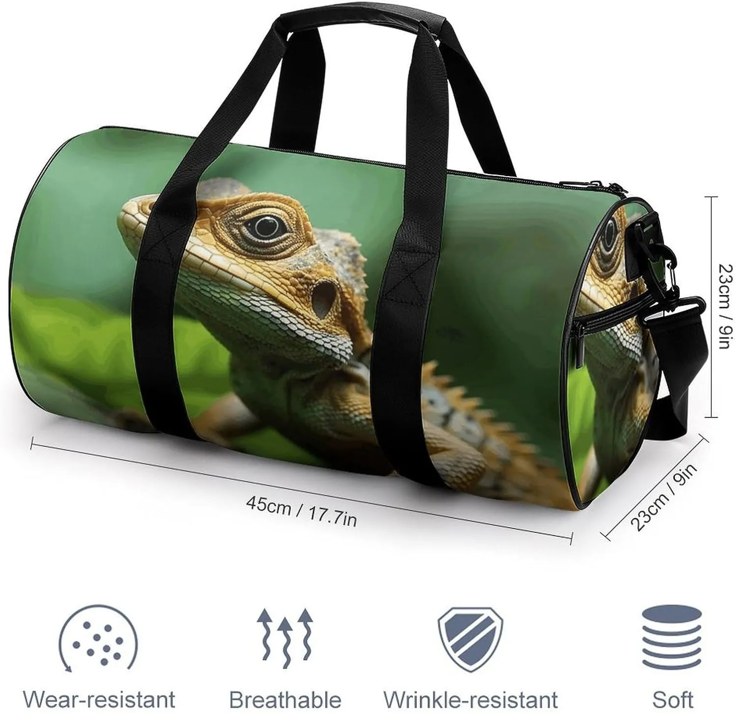 Travel Duffel Bag for Men And Women,Animal Lizard Waterproof Sports Fitness Bag Portable Travel Duffel Bag