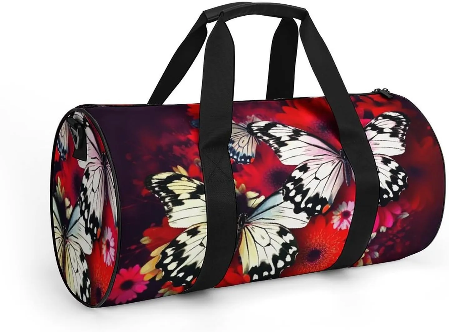 Travel Duffel Bag for Men And Women,Colorful Flowers Butterflies Waterproof Sports Fitness Bag Portable Travel Duffel Bag