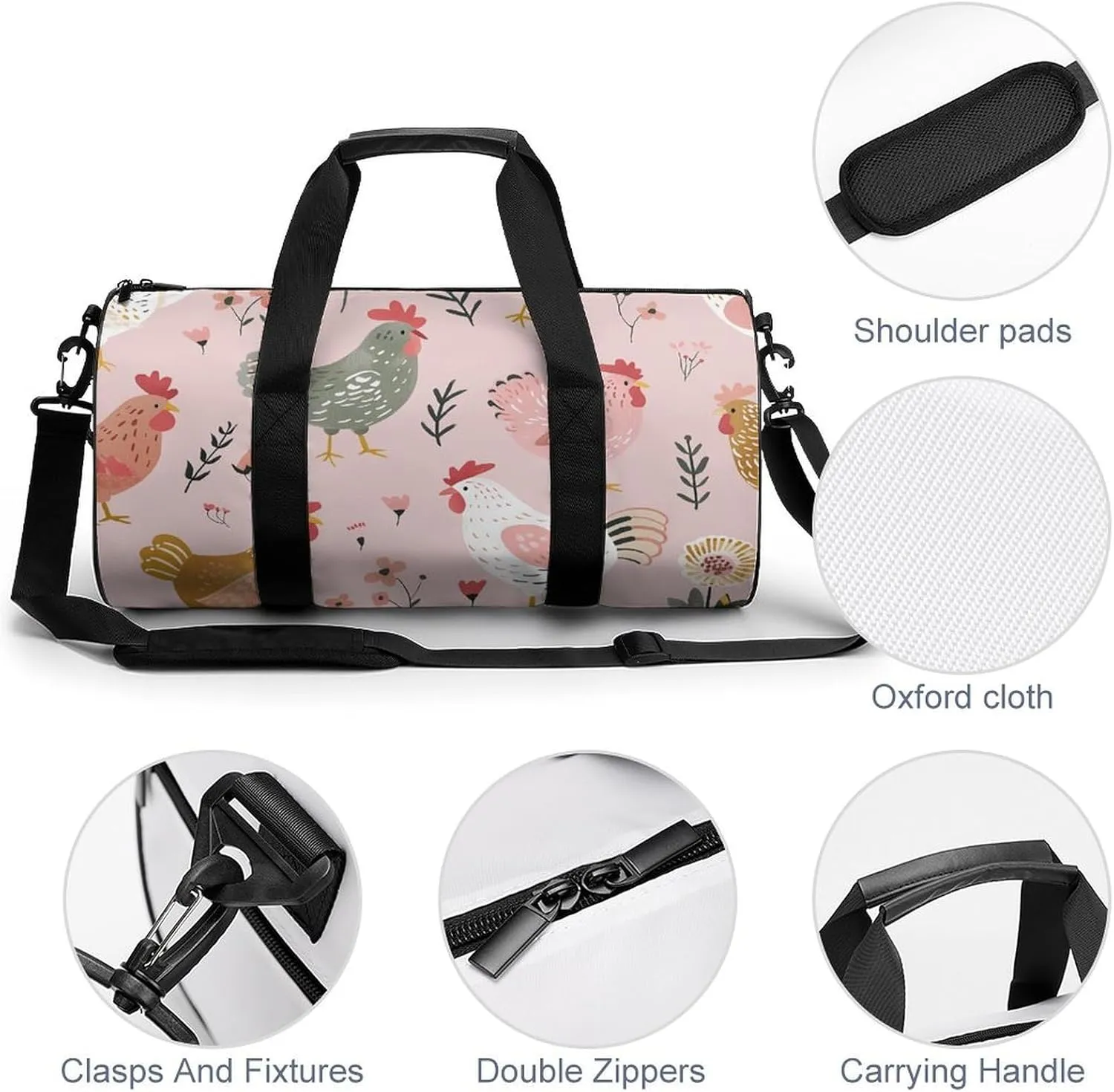 Travel Duffel Bag for Men And Women,Country Style Chicken Waterproof Sports Fitness Bag Portable Travel Duffel Bag