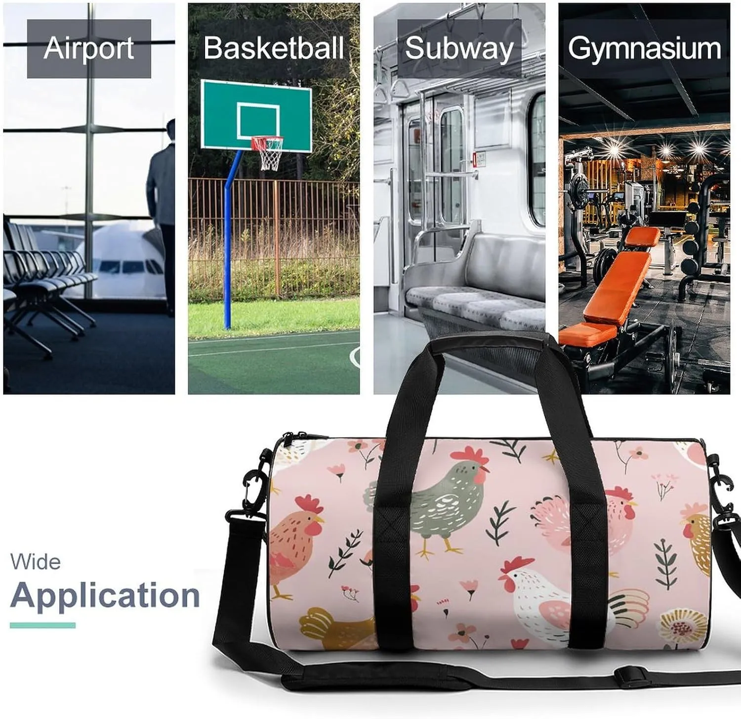 Travel Duffel Bag for Men And Women,Country Style Chicken Waterproof Sports Fitness Bag Portable Travel Duffel Bag