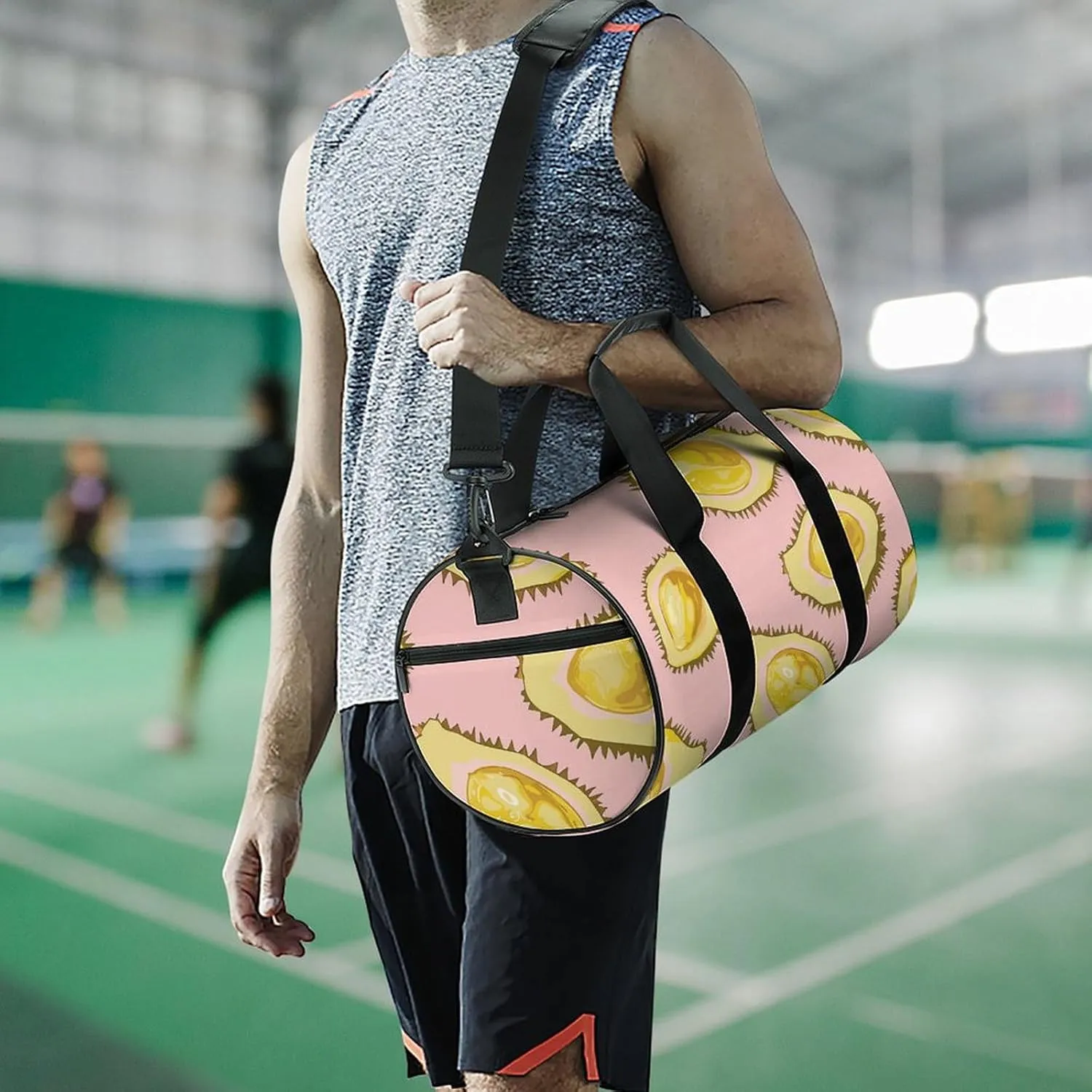 Travel Duffel Bag for Men And Women,Durian Cartoon Pattern Waterproof Sports Fitness Bag Portable Travel Duffel Bag