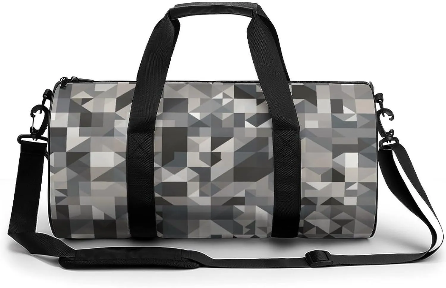 Travel Duffel Bag for Men And Women,Gray Style Pattern Waterproof Sports Fitness Bag Portable Travel Duffel Bag, 17.7in/9in/9in
