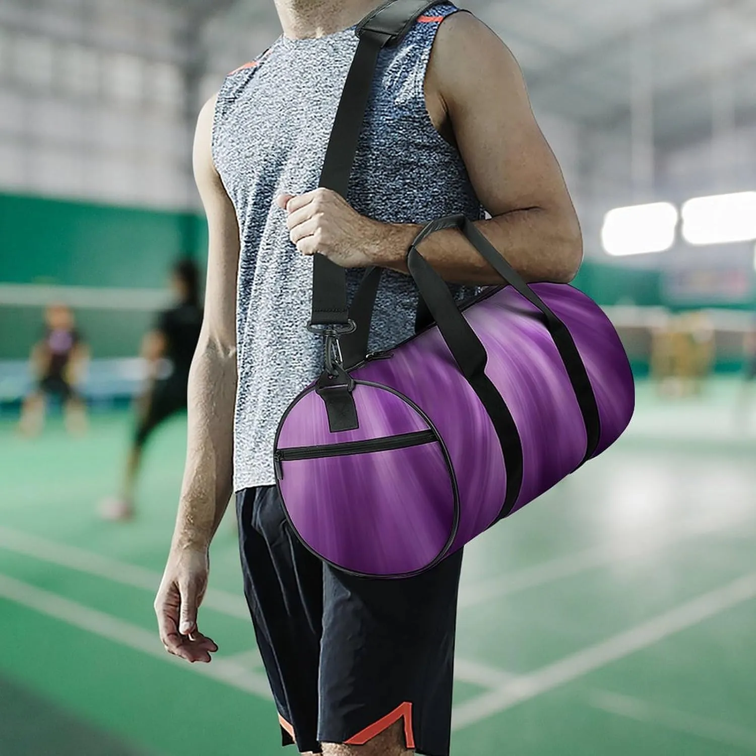 Travel Duffel Bag for Men And Women,Purple with Light Waterproof Sports Fitness Bag Portable Travel Duffel Bag