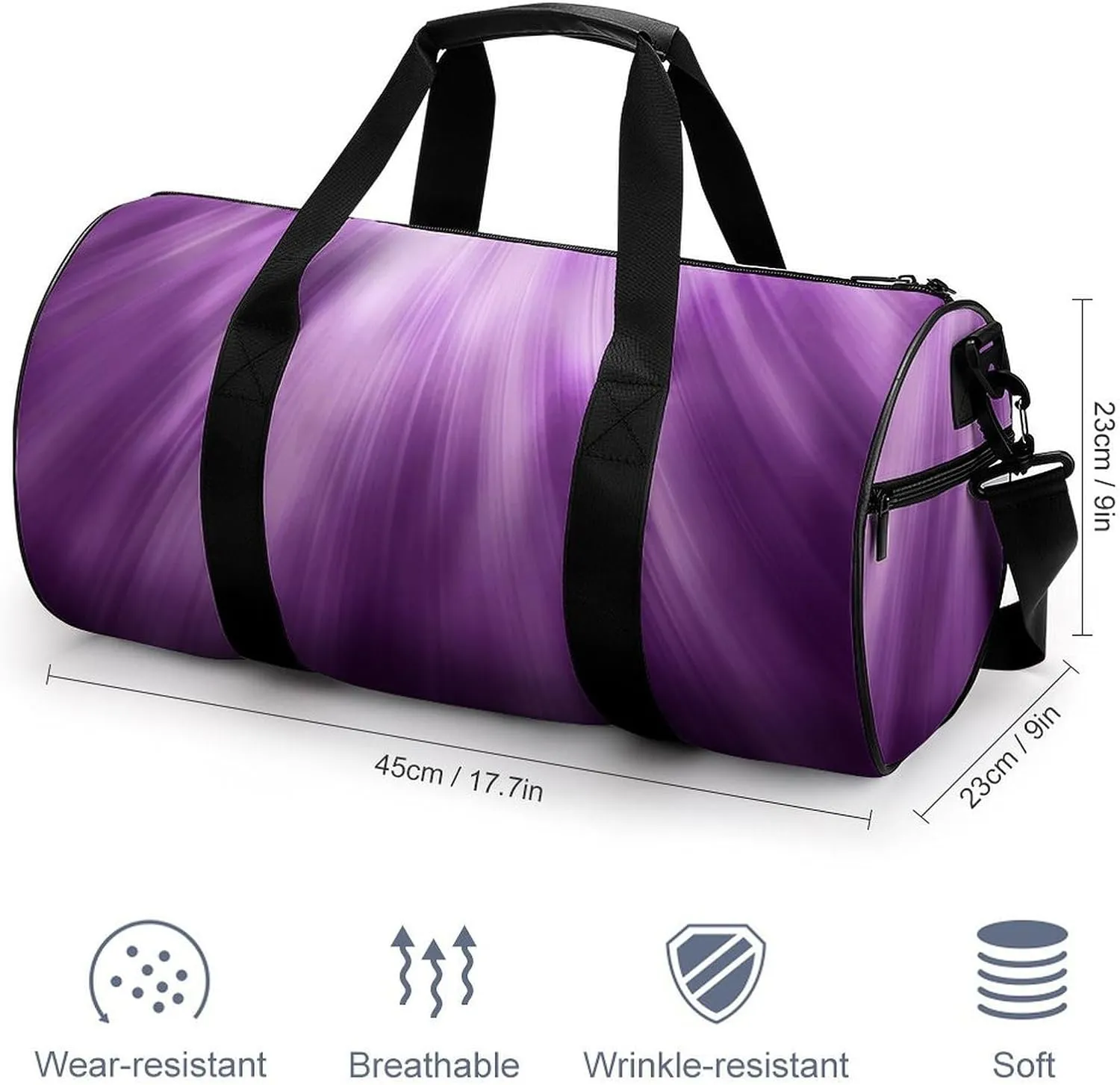 Travel Duffel Bag for Men And Women,Purple with Light Waterproof Sports Fitness Bag Portable Travel Duffel Bag