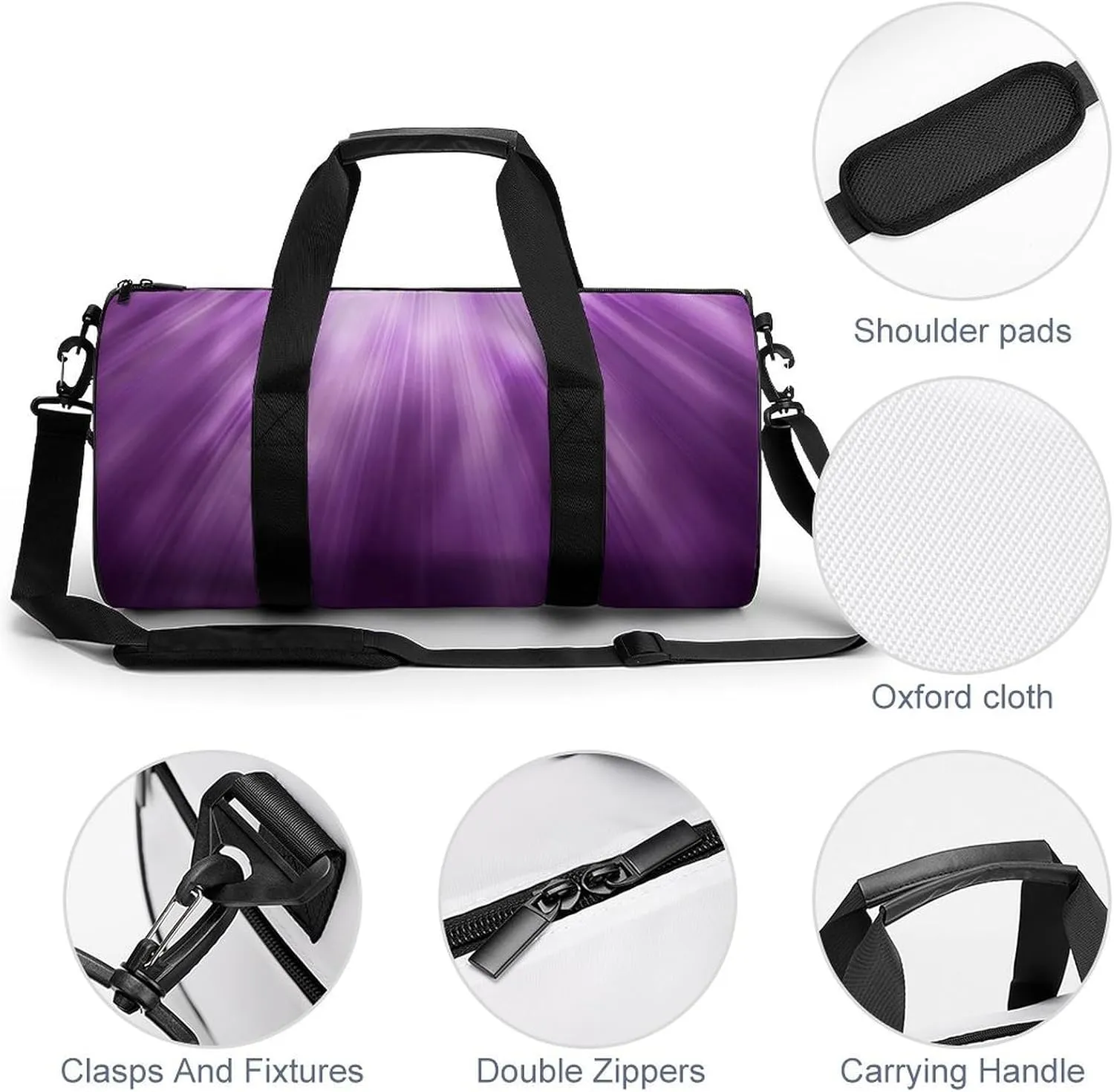 Travel Duffel Bag for Men And Women,Purple with Light Waterproof Sports Fitness Bag Portable Travel Duffel Bag
