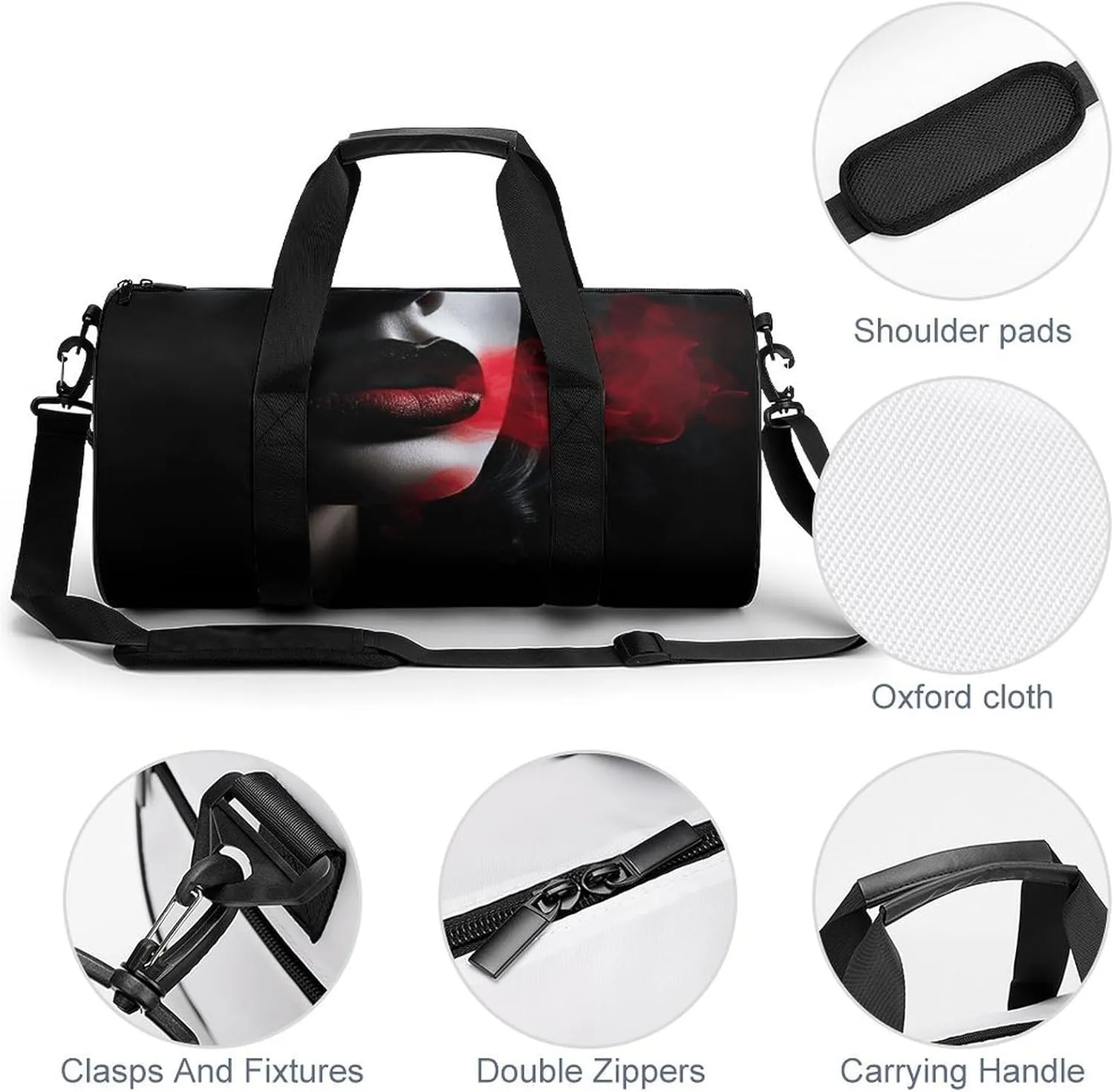 Travel Duffel Bag for Men And Women,Spit Out Red Smoke Waterproof Sports Fitness Bag Portable Travel Duffel Bag, 17.7in/9in/9in