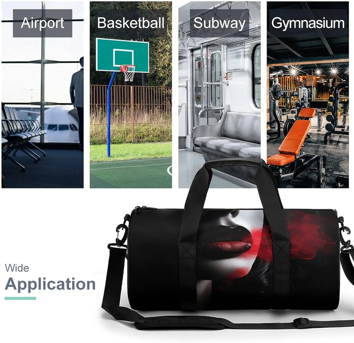 Travel Duffel Bag for Men And Women,Spit Out Red Smoke Waterproof Sports Fitness Bag Portable Travel Duffel Bag, 17.7in/9in/9in