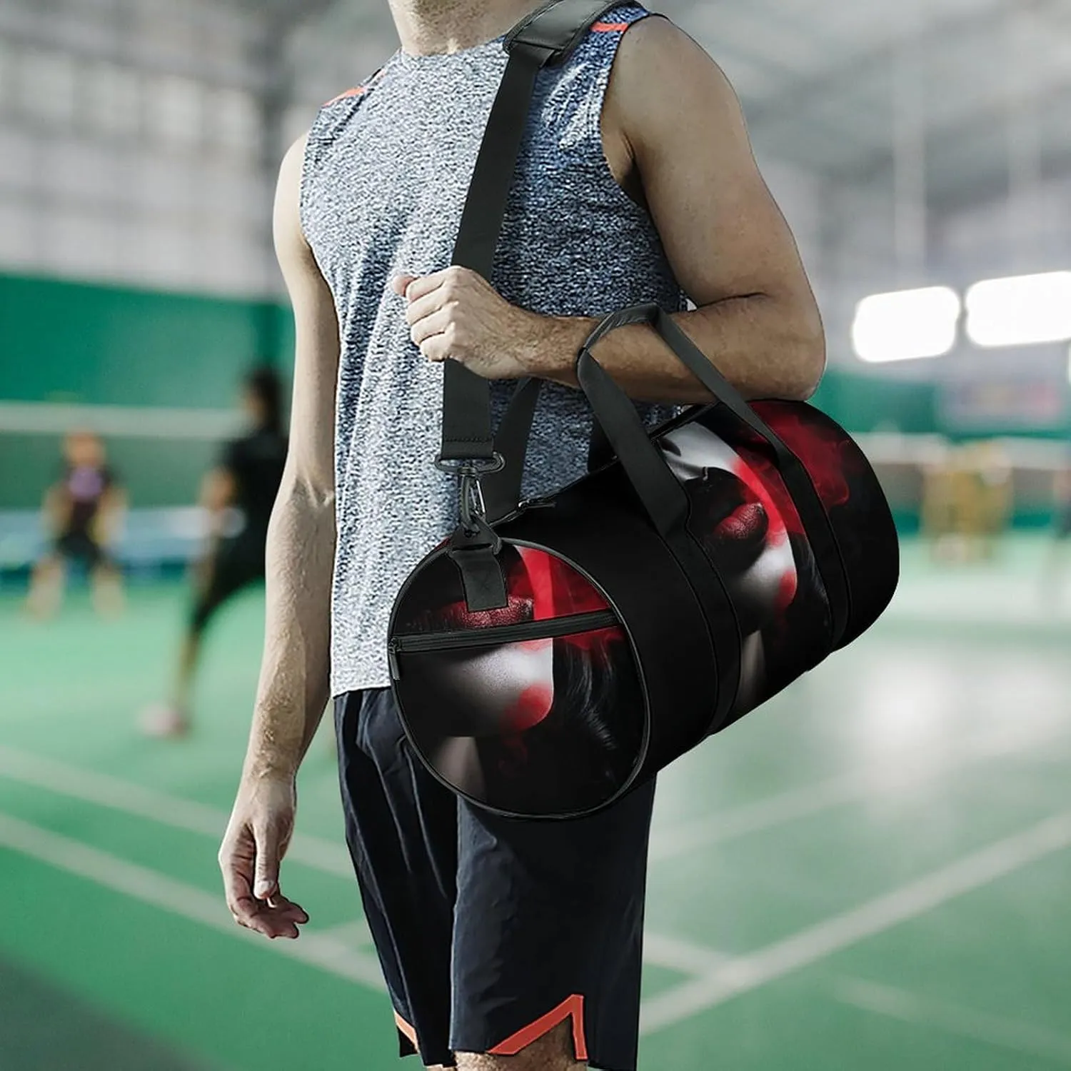 Travel Duffel Bag for Men And Women,Spit Out Red Smoke Waterproof Sports Fitness Bag Portable Travel Duffel Bag, 17.7in/9in/9in