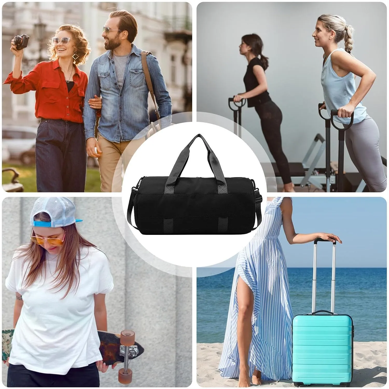 Travel Duffel Bag, Large Capacity Bag, Workout Luggage, Multi-functional Bag, Oxford Cloth Bag, Multi-functional Oxford Cloth Overnight Bag With Shoulder Strap For Camping, Hiking, Beach