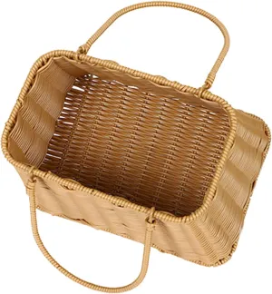 Travel-friendly Woven Storage Basket Lid Picnic Baskets for Fruit Stacking for Kitchen