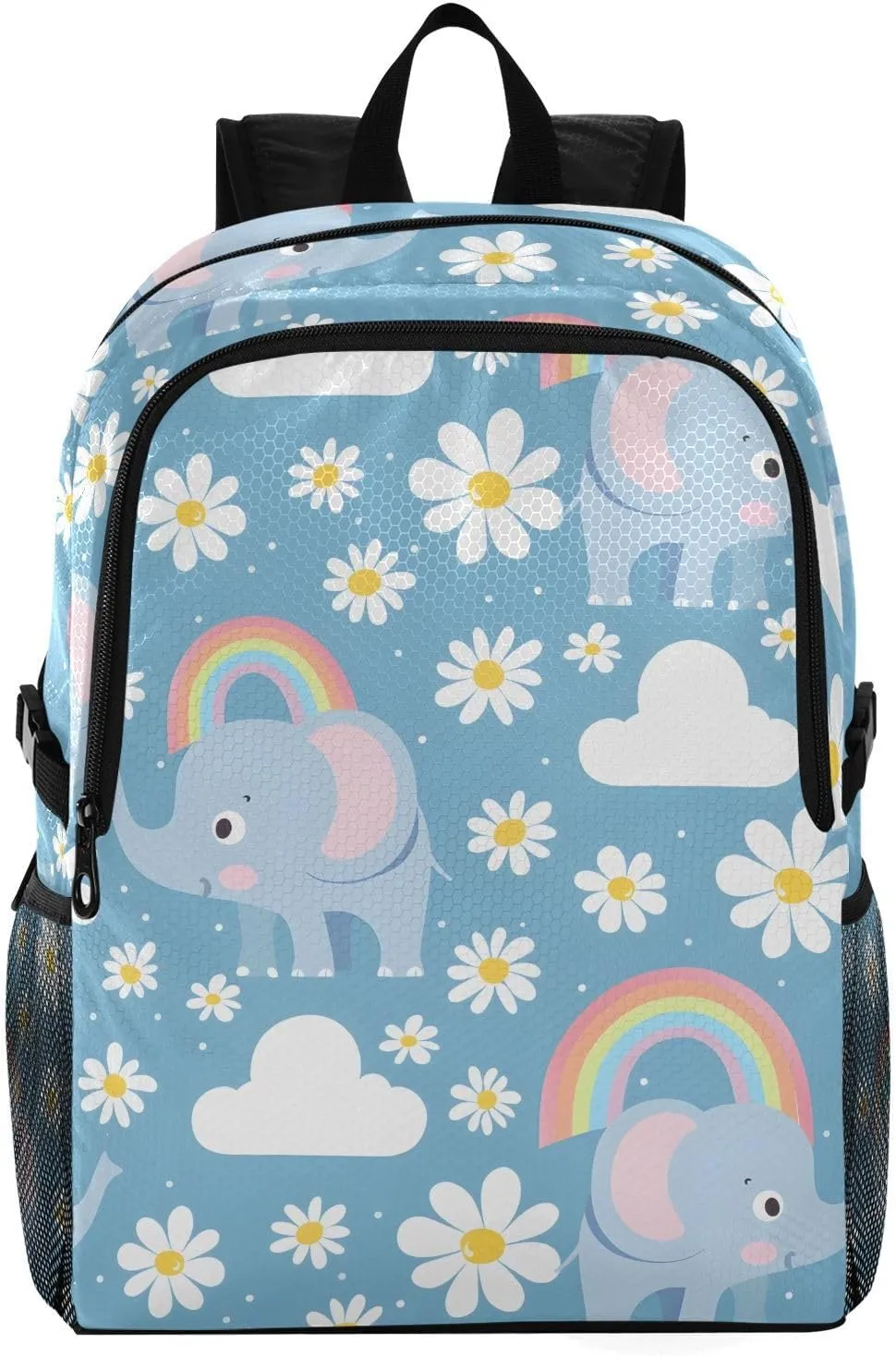 Travel Hiking Daypack Foldable Packable Backpack Cute Little Elephant Rainbow Waterproof Lightweight Casual Rucksuck for Men Women