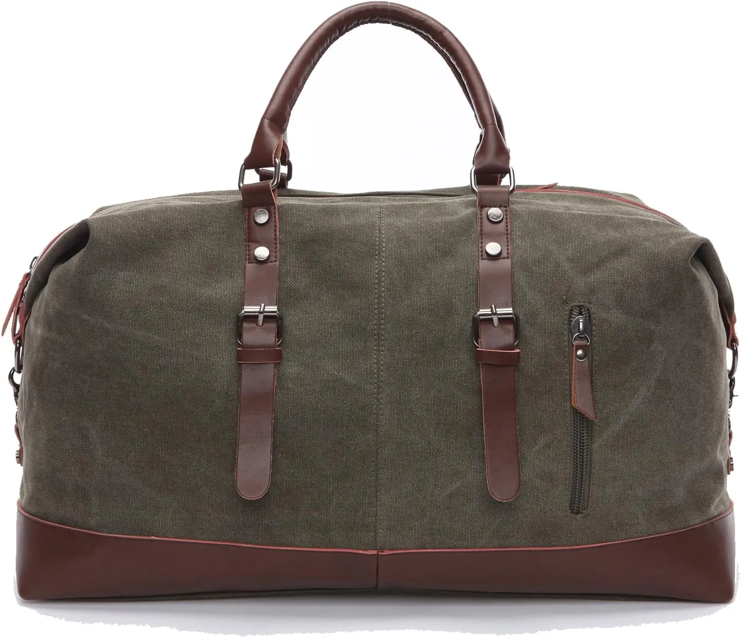 Travel luggage bag, canvas leather luggage bag upgrade, overnight weekend carry bag, business travel, sports outdoor leisure (green)