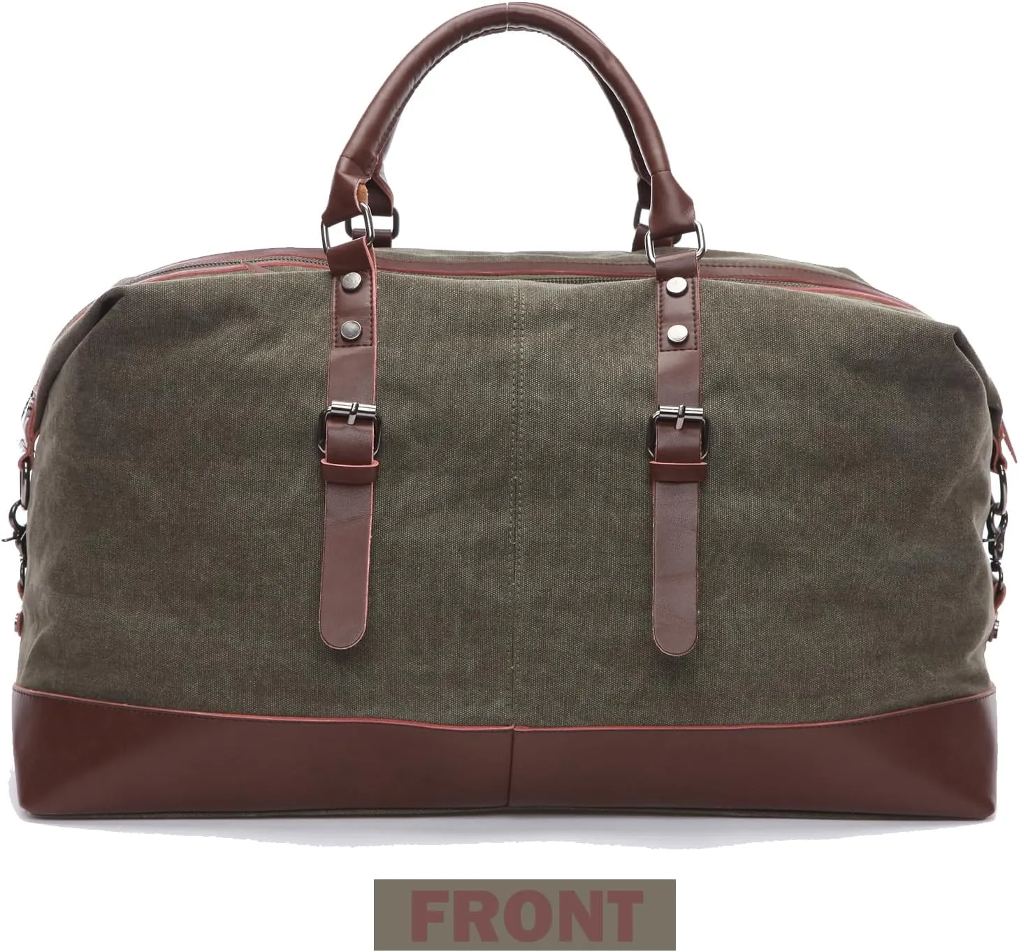 Travel luggage bag, canvas leather luggage bag upgrade, overnight weekend carry bag, business travel, sports outdoor leisure (green)