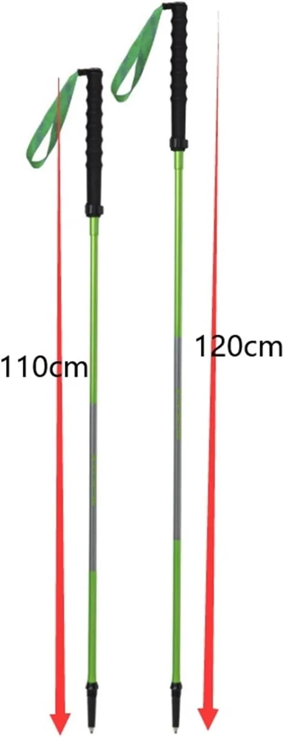 Travel Trekking Pole Lightweight Foldable Hiking Trekking Poles Adjustable Aluminum Alloy with EVA Handle Grip Outdoor Activities(Green,110cm)