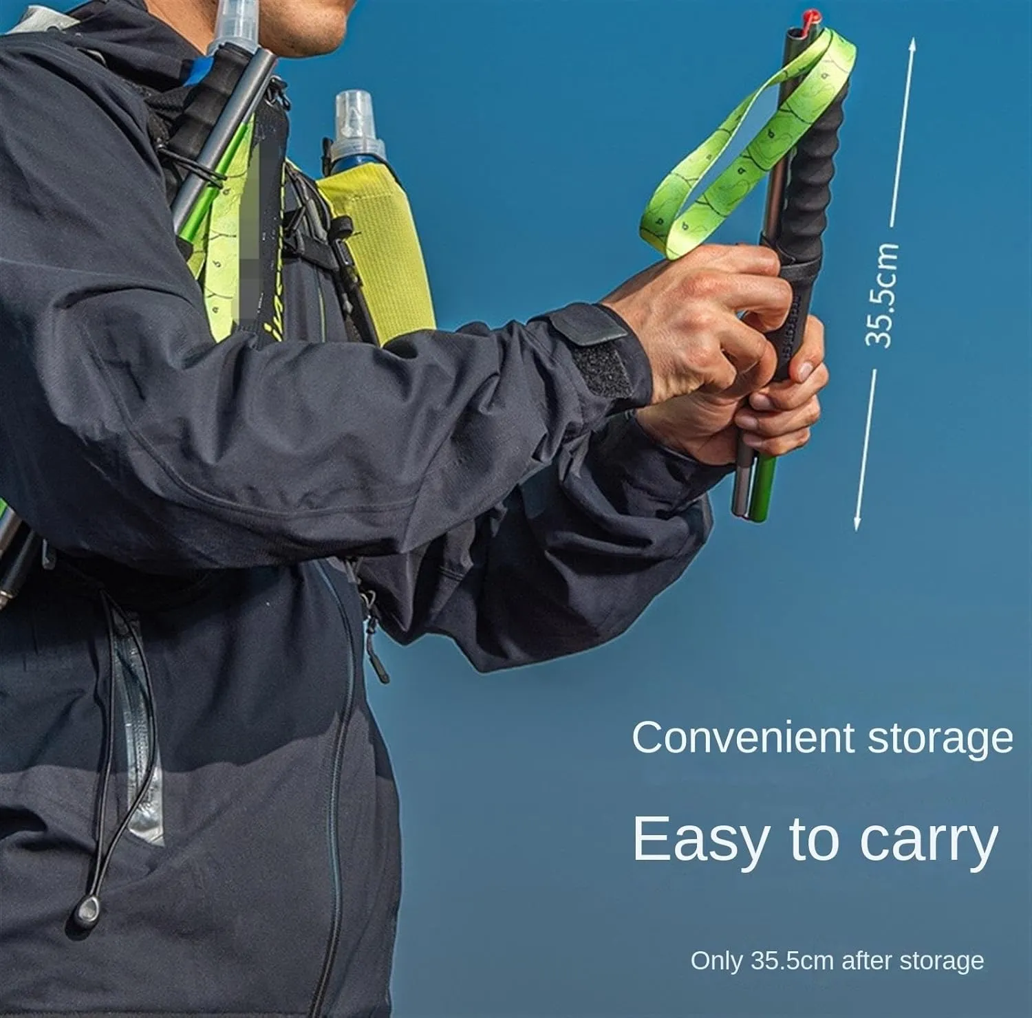 Travel Trekking Pole Lightweight Foldable Hiking Trekking Poles Adjustable Aluminum Alloy with EVA Handle Grip Outdoor Activities(Green,110cm)
