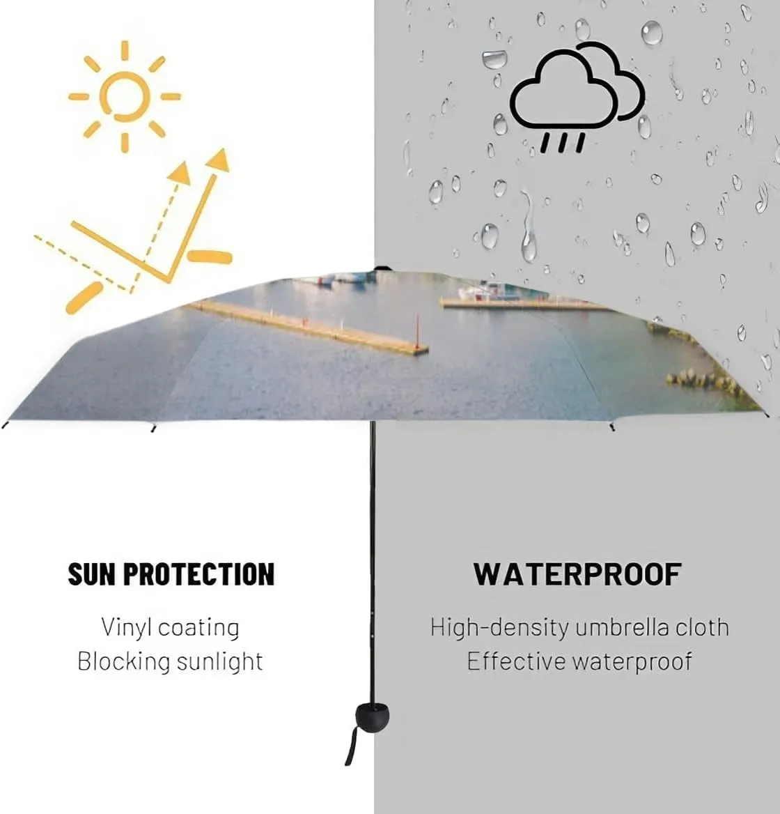Travel Umbrella for Rain Windproof Jet airplane flying between the clouds Travel around the world Travel Automatic Cute Portable Compact Umbrella for Women Purse Backpack Car Black Sun UV Protection