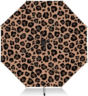 Travel Umbrella for Rain Windproof the skin wild animals a flesh colored a leopard Automatic Cute Portable Compact Umbrella for Women Purse Backpack Car Black Sun UV Protection, Mulit2