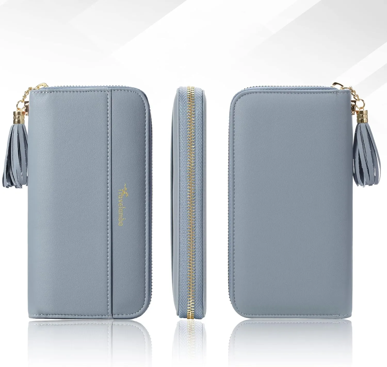 Travelambo Womens Wallet Tassel Bifold Ladies Cluth Wristlet Wrist strap Long Purse