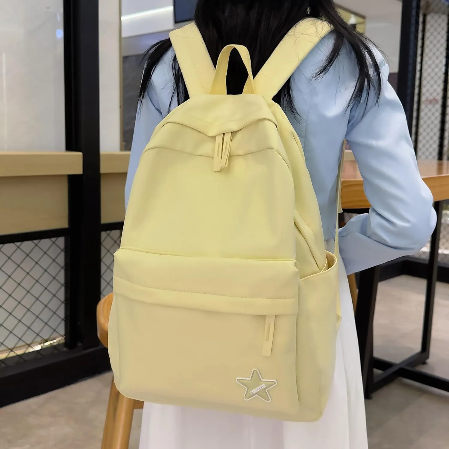 Trendy Student Backpack Casual Versatile Large Capacity Shoulder Bag for College Stylish Everyday Use (Yellow, One Size)